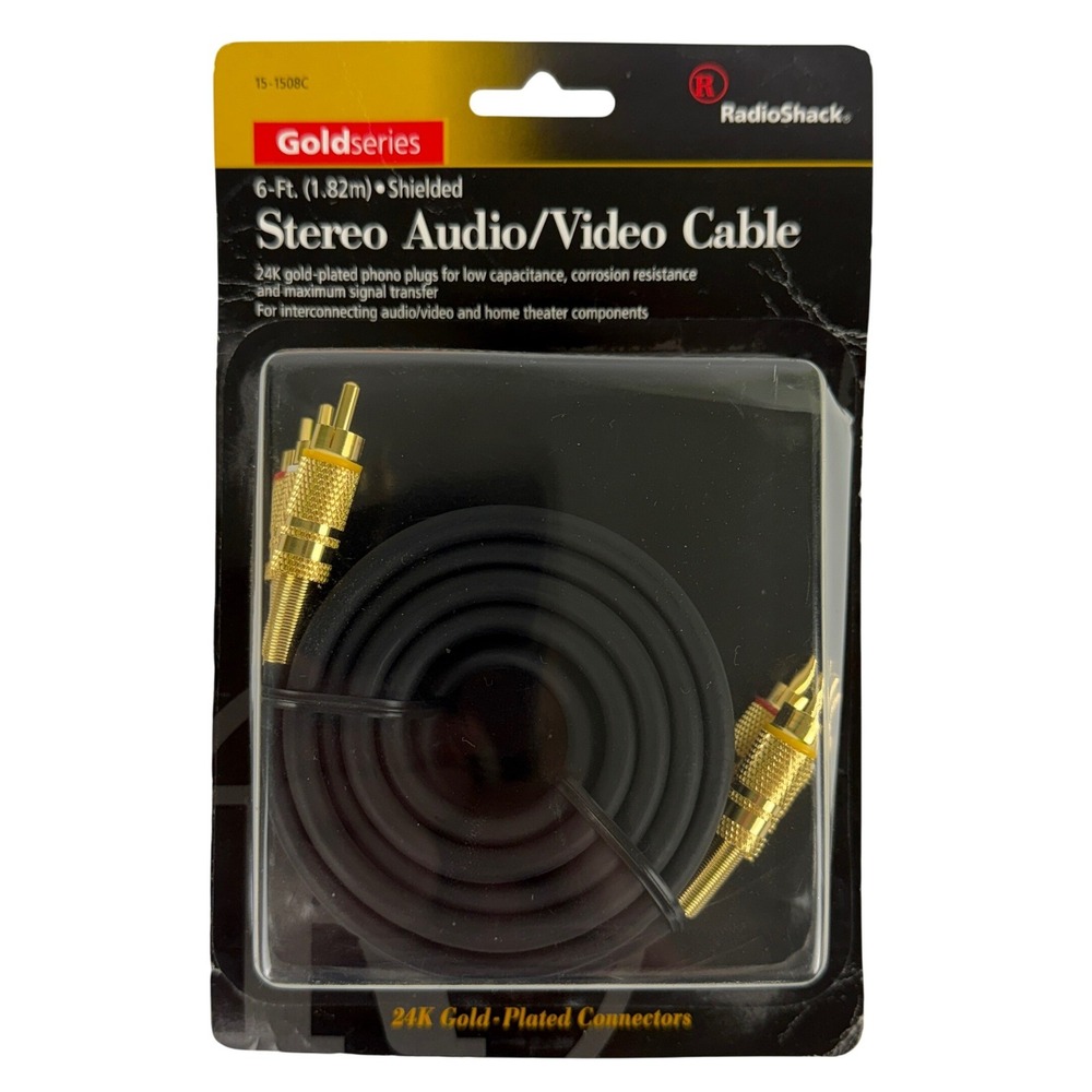 RadioShack Gold Series 6ft Stereo Audio Video Cable 24K Gold Plated 15-1508C NEW